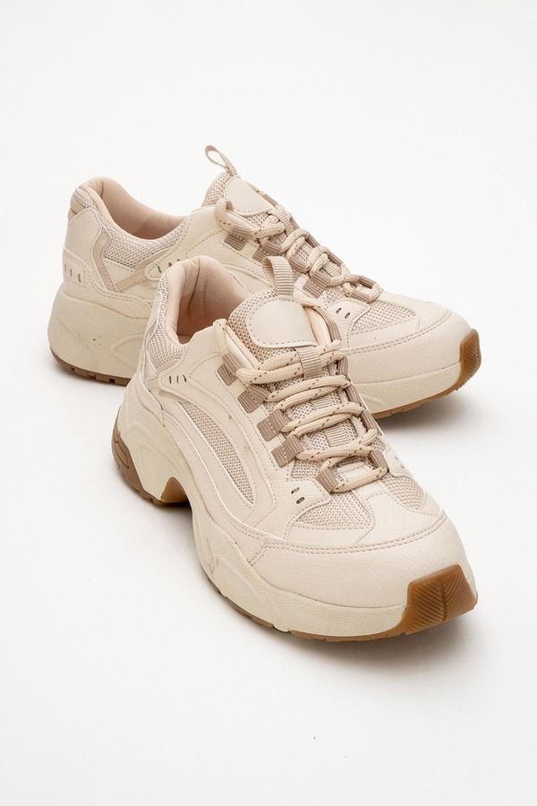プロローグシューズ レディースニーカー プリント メッシュ Prologue Shoes Bambi Printed Mesh Sneakers Women Beige Faux Leather ベー