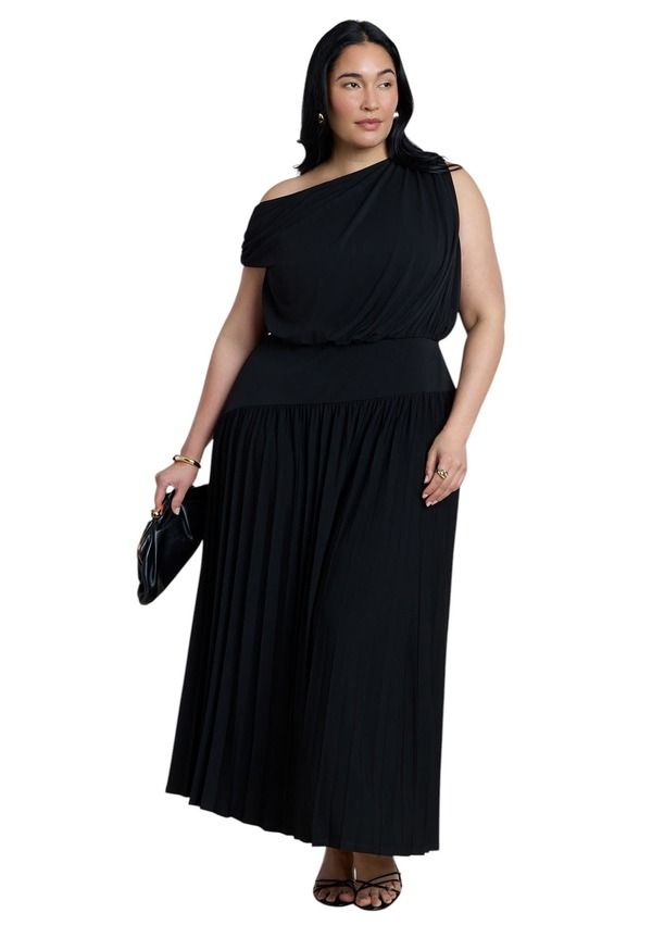 エロクイ レディース トップス ワンピース ドレープラスサイズ マキシ ELOQUII Draped One Shoulder Maxi Dress Plus Regular BLACK ONYX ブ 25,418円