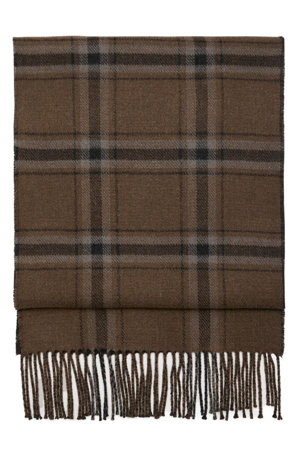 マンゴ メンズ アクセサリー マフラー・ストール・スカーフリンジ MANGO Check Fringe Scarf KHAKI GREEN グリーン