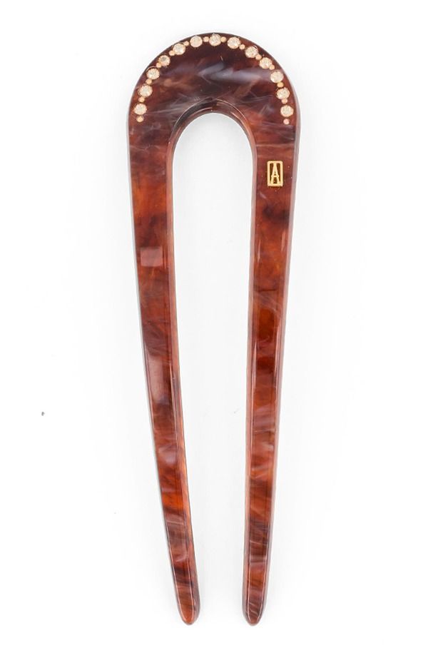 アレクサンドルドゥパリ レディース アクセサリー Alexandre de Paris Jaspee Acetate and Strass Hair Pin Brown ブラウン