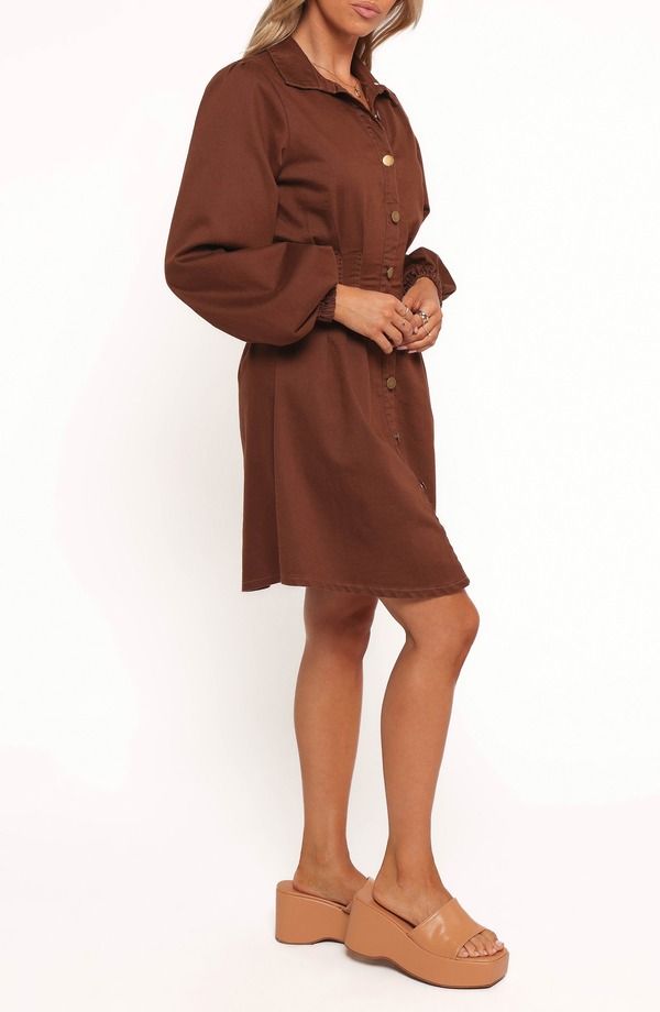 ペタルアンドパップ レディース トップス ワンピース ミニ Petal Puphoenix Long Sleeve Minidress BROWN DENIM デニム 25,418円
