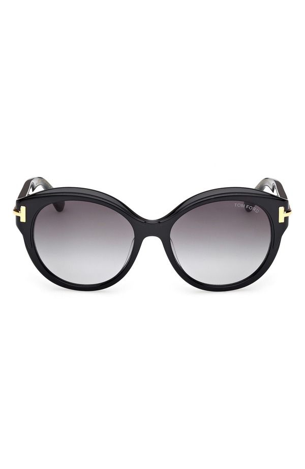 トム・フォード レディース アクセサリー サングラス・アイウェア TOM FORD Icon 57mm Gradient Round SunglassesHINY BLACK BEVELED SMOK