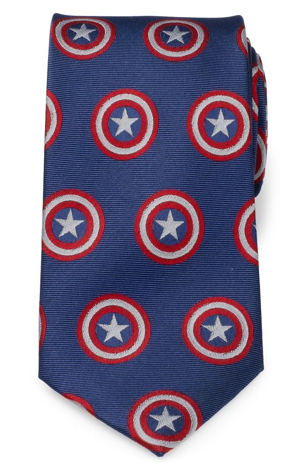 カフリンク メンズ アクセサリー カフスボタン シルク キャップ Cufflinks Inc Captain America Hidden Message Silk Blend Tie BLUE ブル