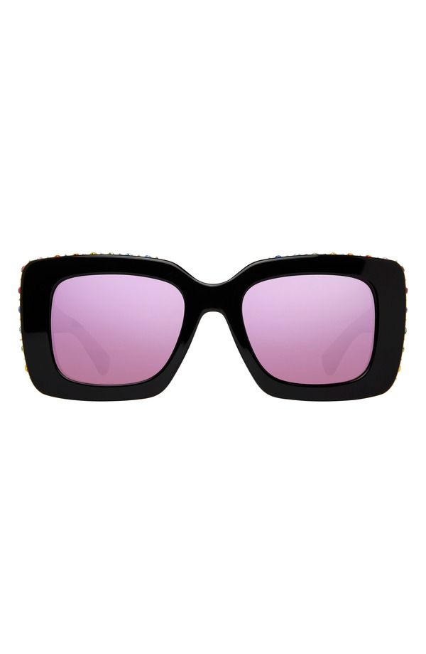 カートジェイガーロンドン レディース アクセサリー サングラス・アイウェア Kurt Geiger London 52mm Square Sunglasses BLACK RAINBOW ブラック