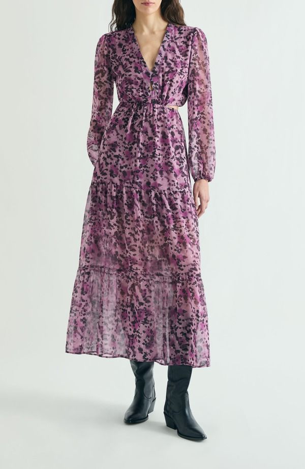スカルパーズ レディース トップス ワンピース プリント ミディ Scalpers Midi Dress Print Slits Mauve