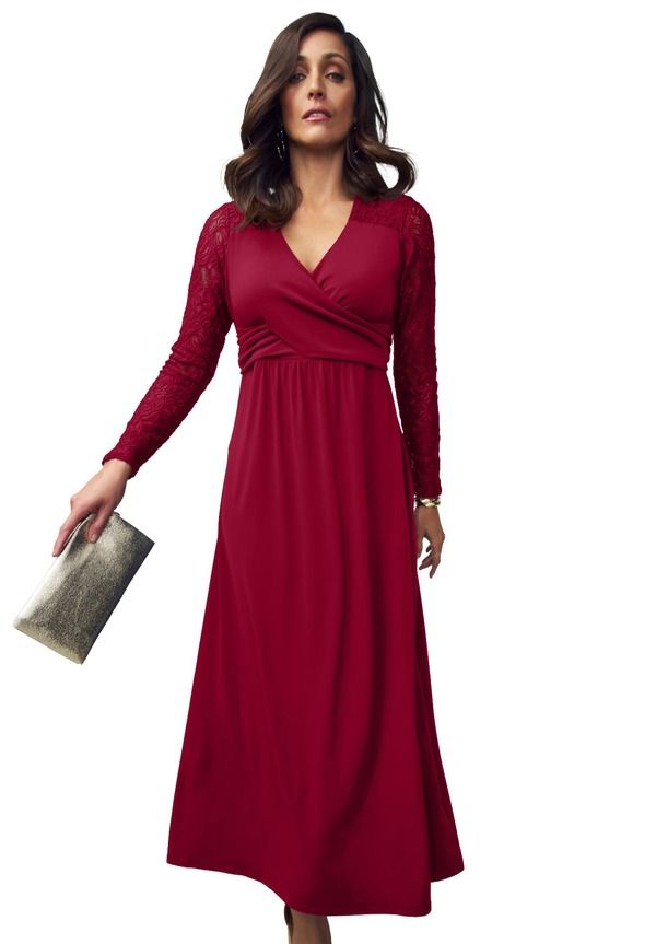 ジェシカロンドン レディース トップス ワンピース プラスサイズ レース Jessica London Lace Sweetheart Dress Plus Regular RICH BURGUNDY