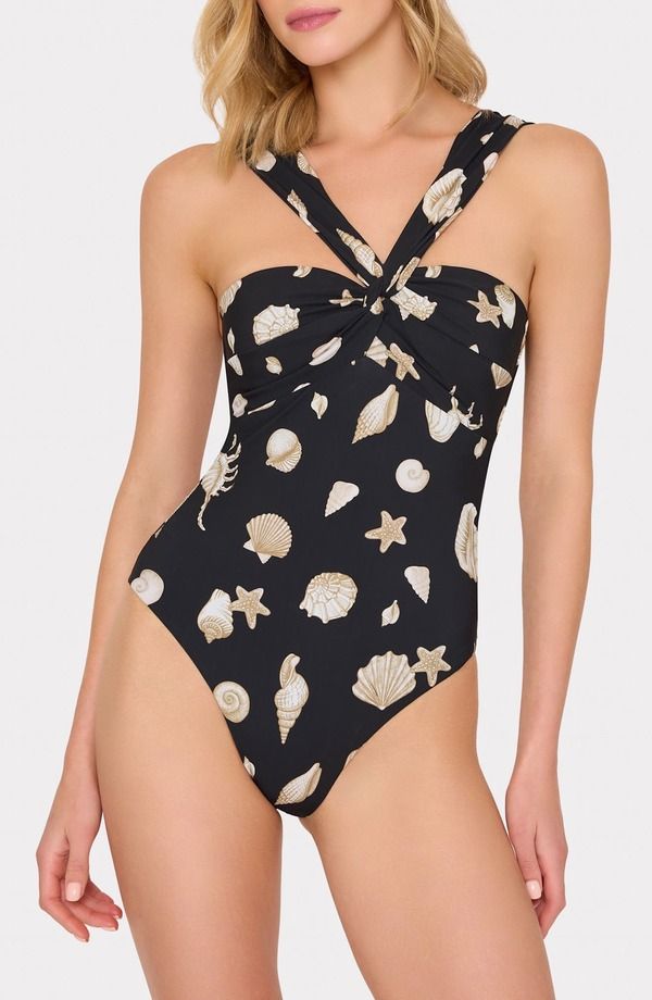 ミリー レディース トップス ワンピース Milly Betsy Seashell Convertible OnePiece Swimsuit BLACK WHITE ホワイト