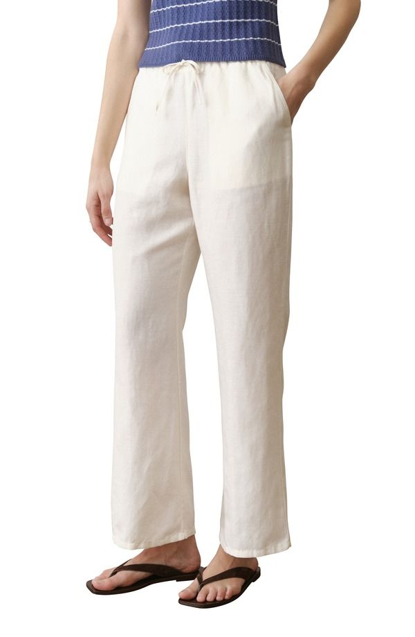 マリーン レイヤー レディース ボトムス カジュアルパンツ リネン Marine Layer Drawstring Linen Blend Pants ANTIQUE WHITE ホワイト 28,470円