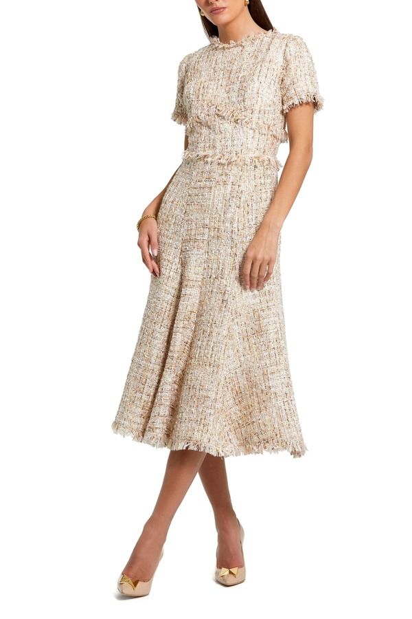 マックダガル レディース トップス ワンピース A ライン プチ ミディ Mac Duggal Petite Boucle Short Sleeve A Line Midi Dress Petite