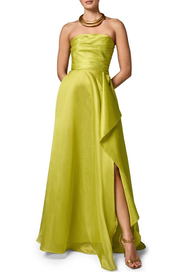 ダナ キャラン ニューヨーク レディース トップス ワンピース フリル ストラップレス Donna Karanew York Strapless Ruffle Gown SUMMER CITRUS