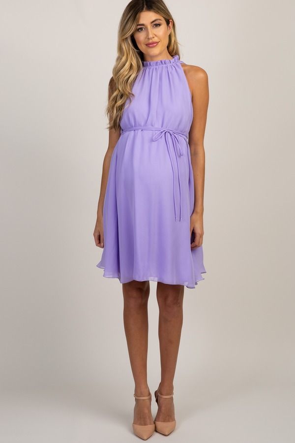 ピンクブラッシュ レディース トップス ワンピース シフォン ハイネック マタニティ PinkBlush Chiffon High Neck Dress Maternity Purple パープル 18,485円