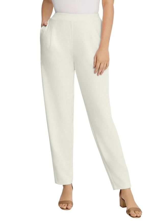 ジェシカロンドン レディース ボトムス デニムパンツ ストレート クレープラスサイズ ニット Jessica London Stretch Knit Crepe Straight Leg Pants