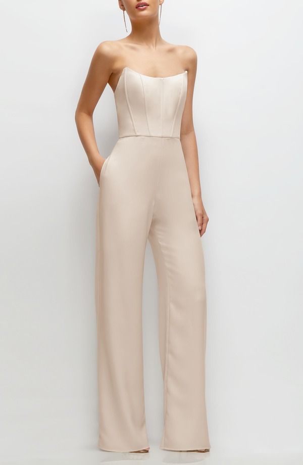 アフターシックス レディース トップス ワンピース ワイドレッグ ストラップレス ジャンプスーツ After Six Corset Strapless Wide Leg Jumpsuit OAT