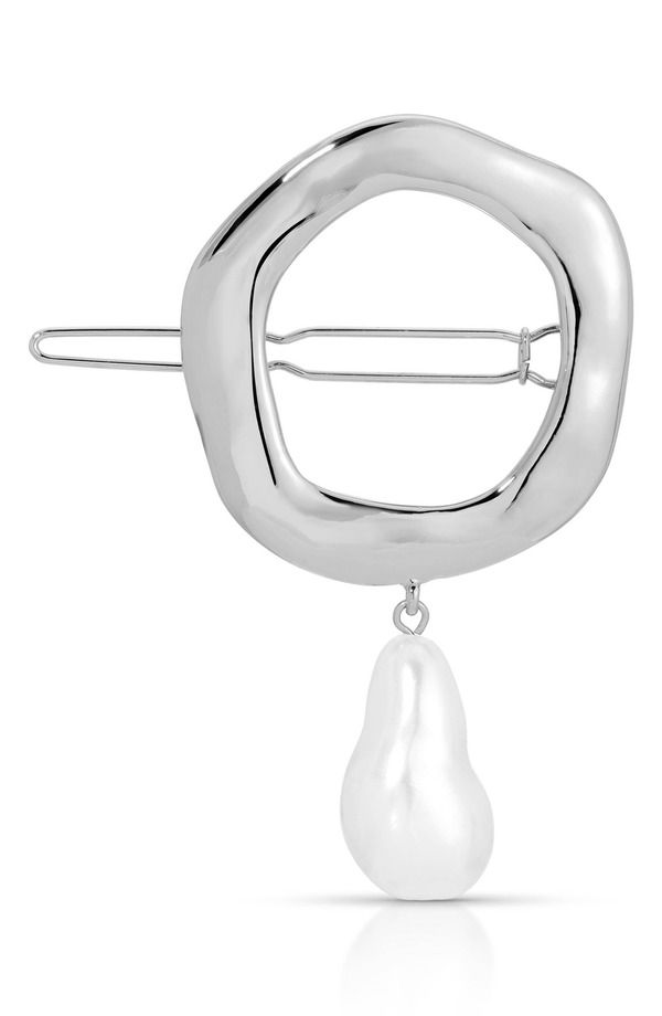 エティカ レディース アクセサリー Ettika Open Circle Imitation Pearl Barrette SILVER シルバー