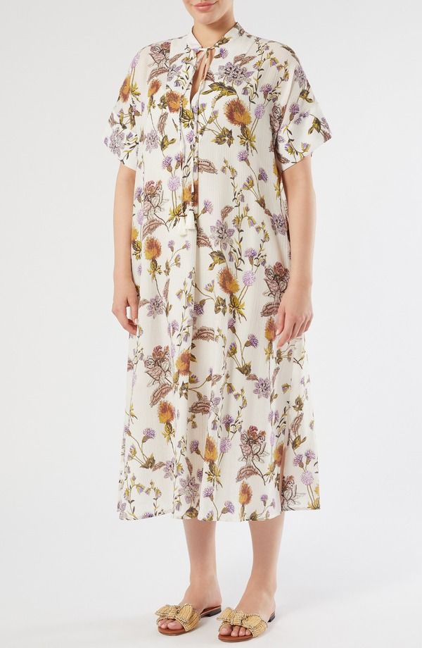マリナリナルディ レディース トップス ワンピース クレープ フラワー柄 プラスサイズ フラワー Marinaldi Otto Floral Crepe Dress Plus WHITE ホワイト 105,900円