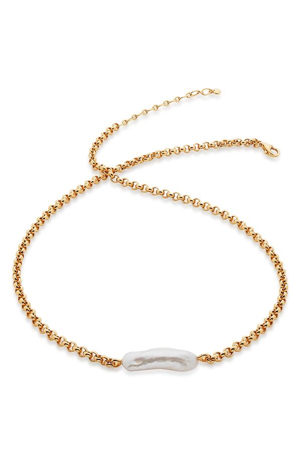 モニカヴィナダー レディース アクセサリー ネックレス・チョーカー レース Monica Vinader Nura Biwa Pearl Charm Necklace YELLOW GOLD イエロー