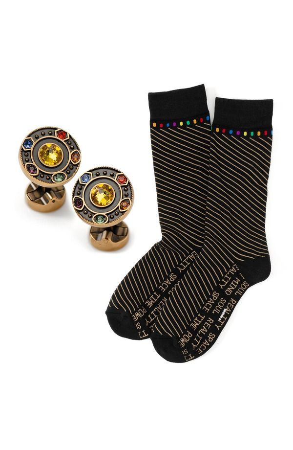 カフリンク メンズ アンダーウェア 靴下 Cufflinks Inc Infinity Stones Crew Socks Cuff Linkset MULTI マルチカラー