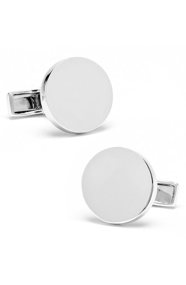 カフリンク メンズ アクセサリー カフスボタン Cufflinks Inc Round Sterling Silver Engravable Cuff Link sILVER シルバー