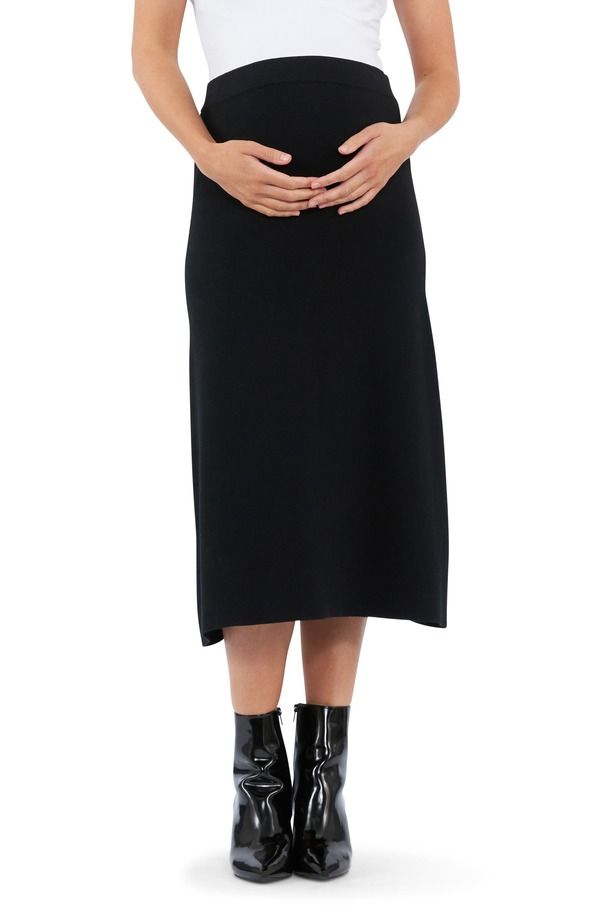 ライプマタニティ レディース ボトムスカート A ライン ミディ ニット Ripe Maternity Knit Midi ALine Maternity Skirt Maternity BLACK