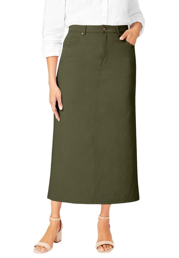 ジェシカロンドン レディース ボトムス デニムパンツ プラスサイズ ミディ スカート コットン Jessica London Classicotton Denimidi Skirt Plus Regu