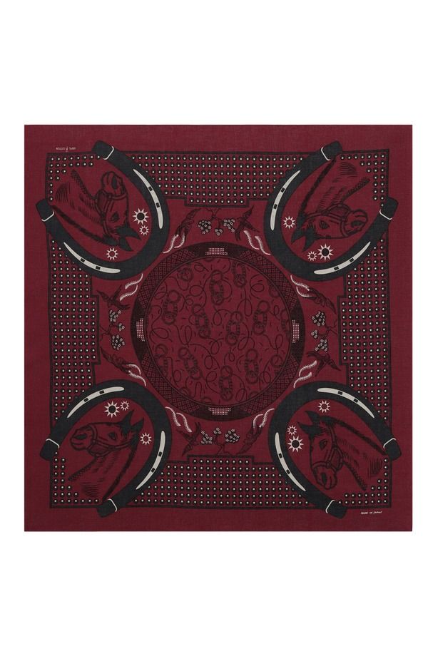 フォルテラ メンズ アクセサリー マフラー・ストール・スカーフ Fortela Bordeaux Horses Bandana Burgundy バーガンディ