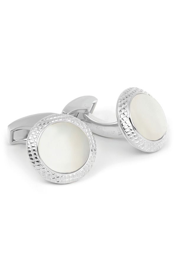 タテオシアン メンズ アクセサリー カフスボタン Tateossian MotherofPearl Bullseye Cuff Links WHITE ホワイト
