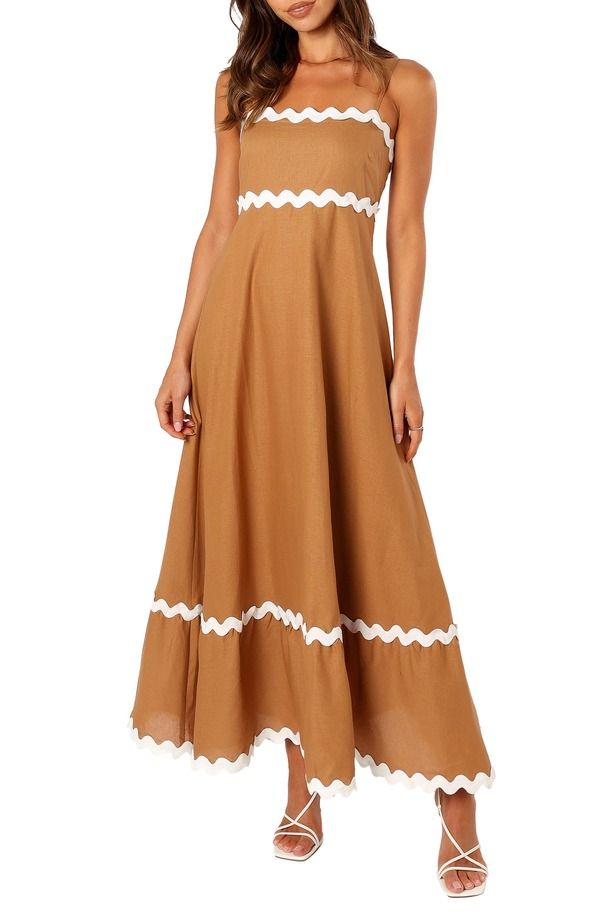 ペタルアンドパップ レディース ボトムス カジュアルパンツ マキシワンピース ノースリーブ マキシ Petal Pup Yana Sleeveless Maxi Dress TAN WHITE ホワイ