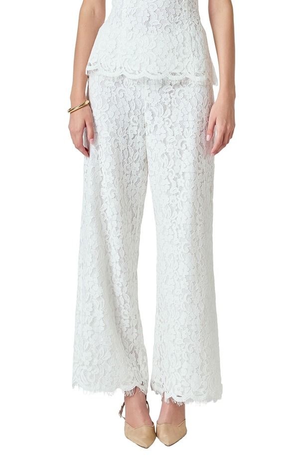 エンドレスローズ レディース ボトムス カジュアルパンツ ワイドレッグ フラワー柄 レース フラワー Endless Rose Floralace Wide Leg Pants WHITE ホワイト 16,316円