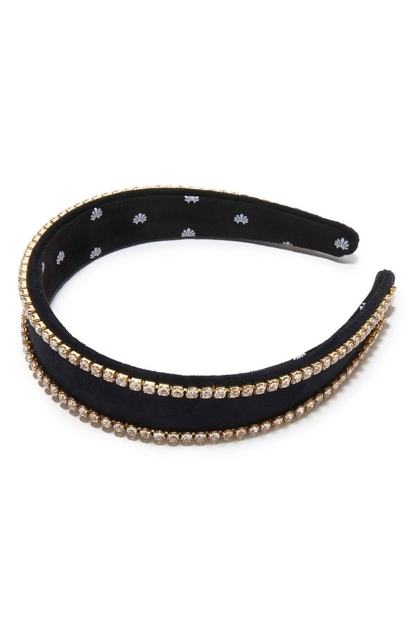レレ サドイ レディース アクセサリー ベルベット Lele Sadoughi Bessette Crystal Edge Velvet Headband JET