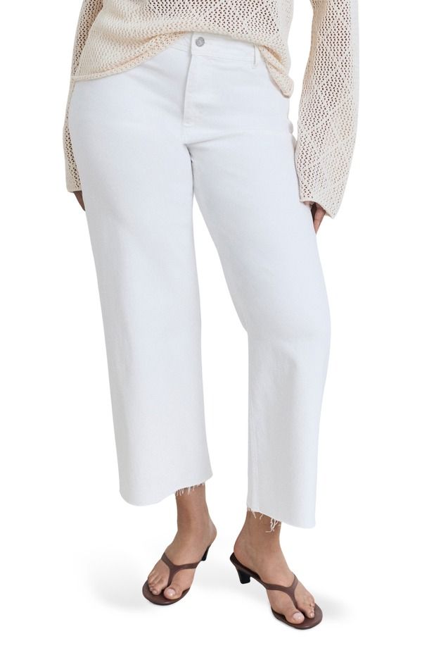 マンゴ レディース ボトムス デニムパンツ ワイドレッグ ハイウエスト プラスサイズ ジーンズ MANGO Catherin Frayed High Waist Wide Leg Culotte Je