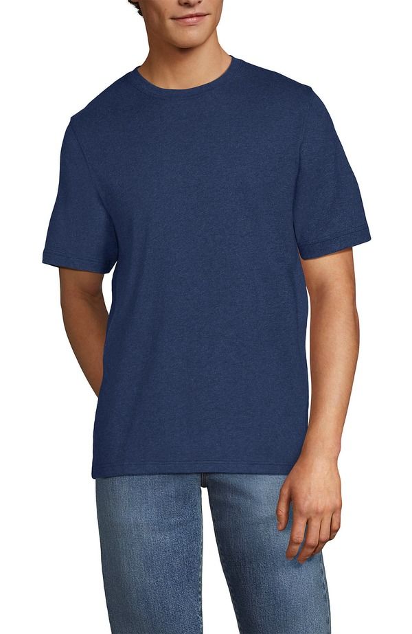 ランズエンド メンズ トップス Tシャツ トール Lands End SuperT Short Sleeve TShirt Big Regular Tall Nautical Blue Heather