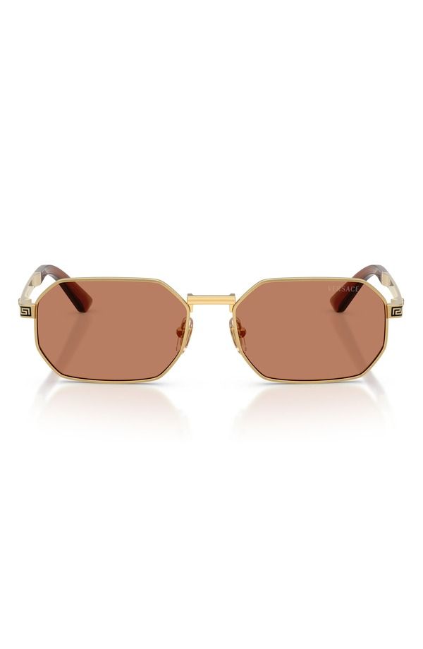 ヴェルサーチ メンズ アクセサリー サングラス・アイウェア Versace 54mm Rectangular Sunglasses GOLD BROWN ブラウン