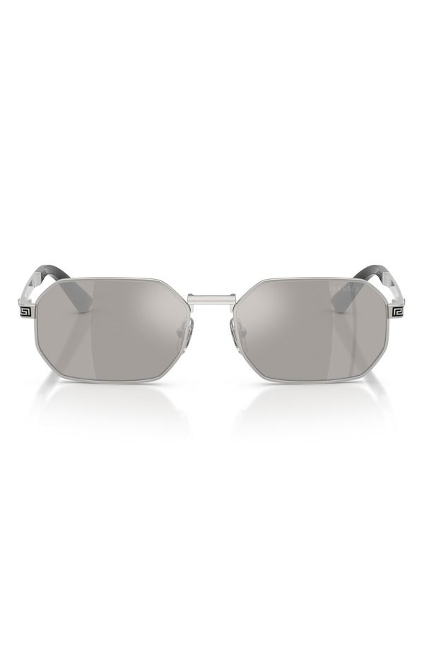 ヴェルサーチ メンズ アクセサリー サングラス・アイウェア Versace 54mm Rectangular Sunglasse sILVER GREY MIRROR SILVER グレー