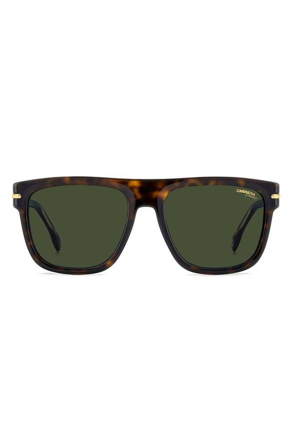 カレラ メンズ アクセサリー サングラス・アイウェア Carrera Eyewear 57mm Rectangular Sunglasses DARK HAVANA GOLD GREEN グリーン