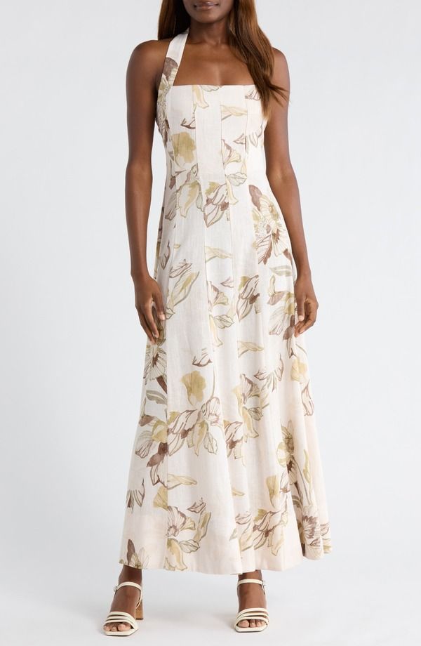 セセ レディース トップス ワンピース フラワー柄 ミディ フラワー ホルター CeCe Floral Panel Halter Midi Dress CREAMULTI クリーム