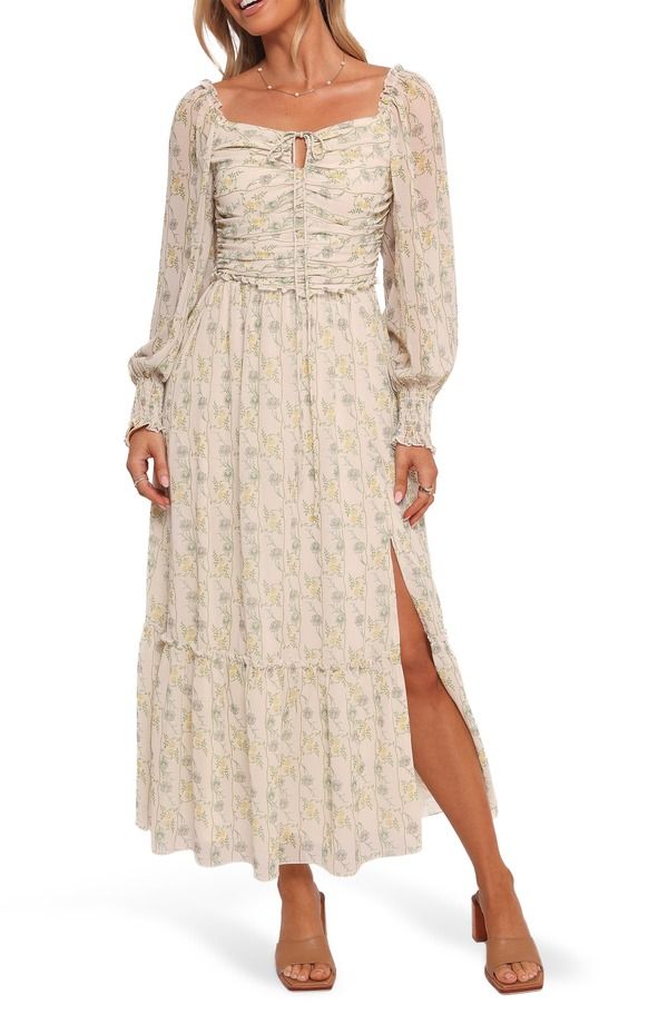 ペタルアンドパップ レディース トップス ワンピース マキシ Petal Pup Keziah Long Sleeve Maxi Dress YELLOW FLORAL イエロー