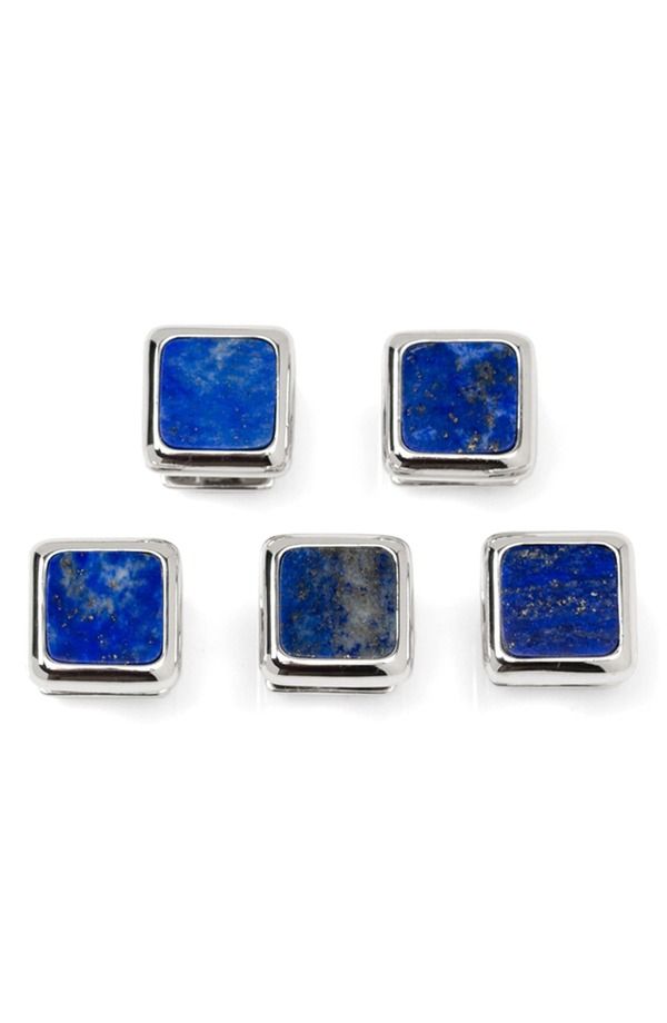 カフリンク メンズ アクセサリー カフスボタン シャツ Cufflinks Inc Menset of 5 JFK Sterling Silver Lapishirt Studs BLUE ブルー