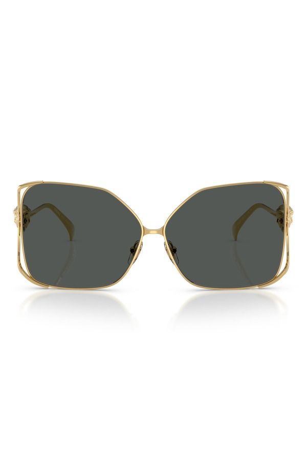 ヴェルサーチ レディース アクセサリー サングラス・アイウェア Versace 62mm Oversize Square Sunglasses GOLD DARK GREY グレー