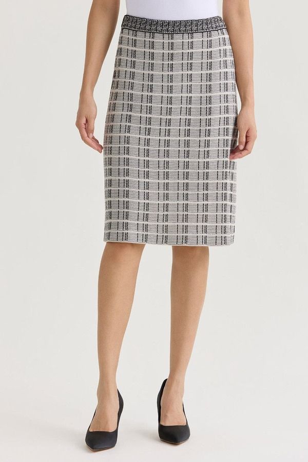 ミンウォン レディース ボトムスカート A ライン ツイード コントラスト ニット Ming Wang ALine Contrastitch Tweed Knit Skirt LimestoneBla