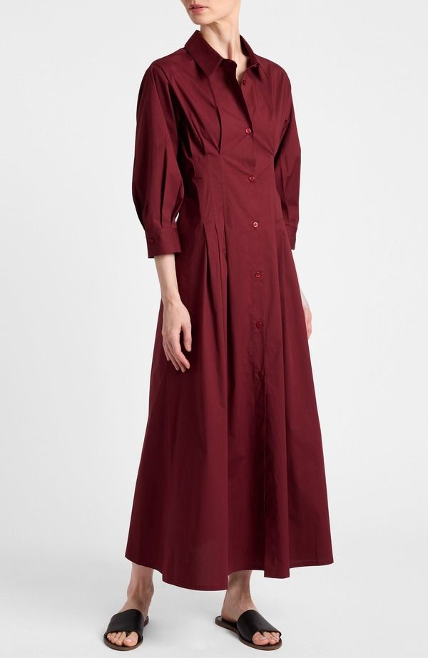 サントレッリ レディース トップス ワンピース ミディ シャツ コットン Santorelli Miley Midi Shirt Dress in Cotton Stretchili Pepper