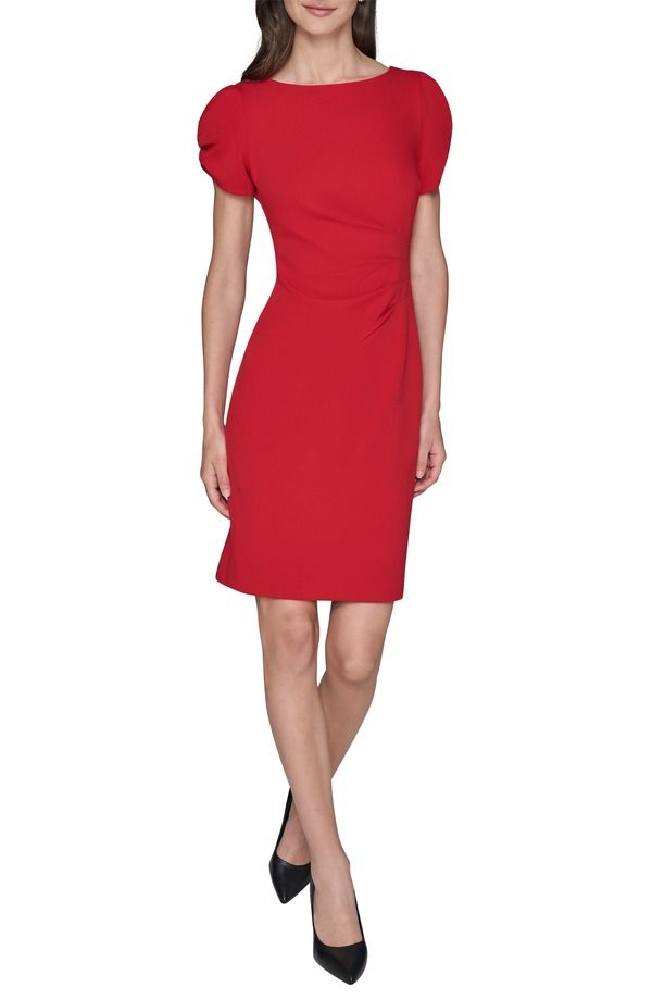 カール ラガーフェルド レディース トップス ワンピース クレープ KARLAGERFELD PARIShort Sleeve Crepe Sheath Dress ADMIRAL RED レッド