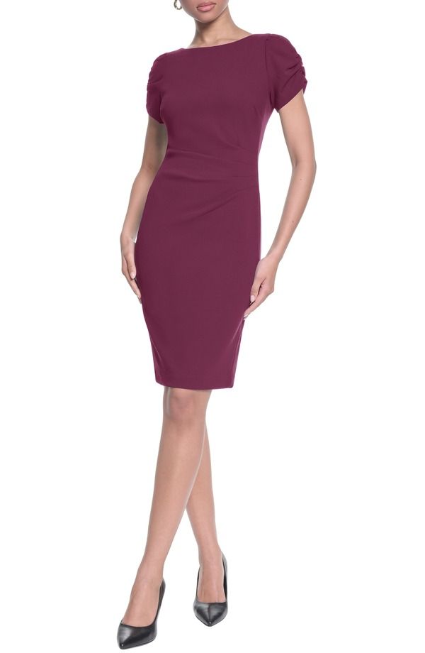 カール ラガーフェルド レディース トップス ワンピース クレープ KARLAGERFELD PARIShort Sleeve Crepe Sheath Dress PORT