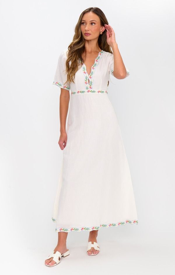 ウミーユアムーム レディース ボトムス カジュアルパンツ ミディワンピース ミディ Show Me Your Mumu Thea Midi Dress Wild Meadow Embroidery