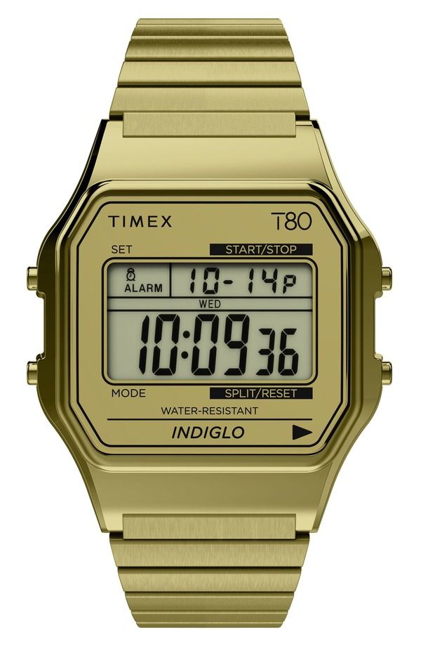 タイメックス メンズ アクセサリー 腕時計 Timex T80 Digital Bracelet Watch 34mm GOLDTONE ゴールド