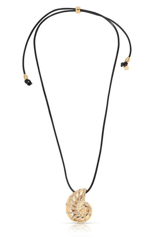 エティカ レディース アクセサリー ネックレス・チョーカー レース Ettika Swirl Shell Pendant Cord Necklace GOLD BLACK ブラック