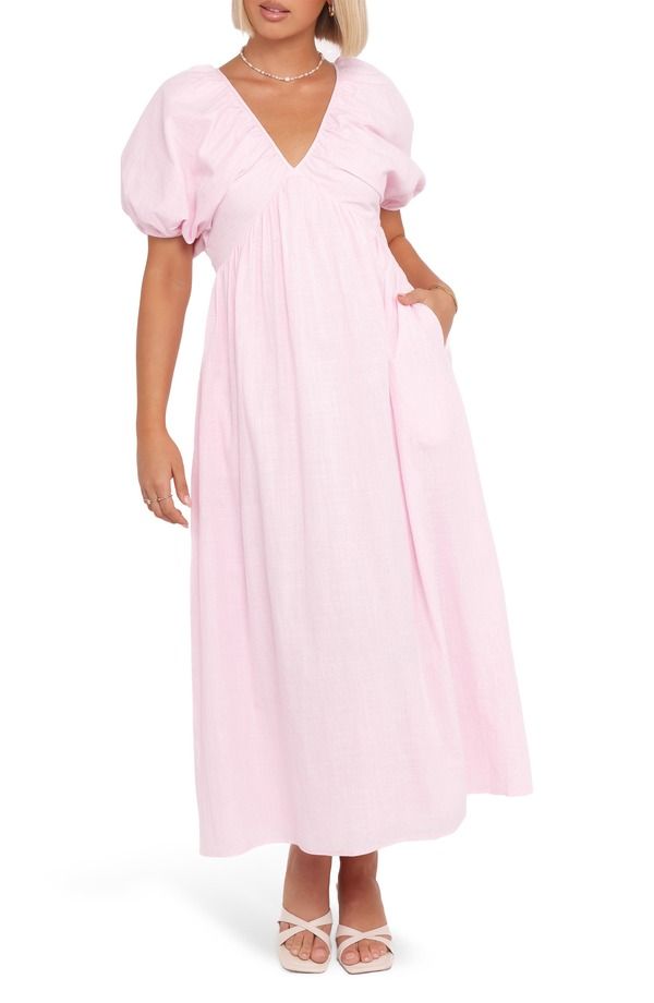 ペタルアンドパップ レディース トップス ワンピース コットン マキシ Petal Pup Sullivan Puff Sleeve Cotton Maxi Dress PINK ピンク