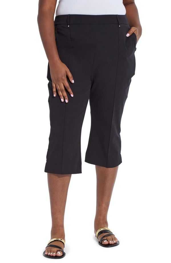 リジー レディース ボトムス カジュアルパンツ ハイウエスト プラスサイズ キャップ Lysse Amanda High Waist PullOn Capri Pants Plus BLACK ブラッ