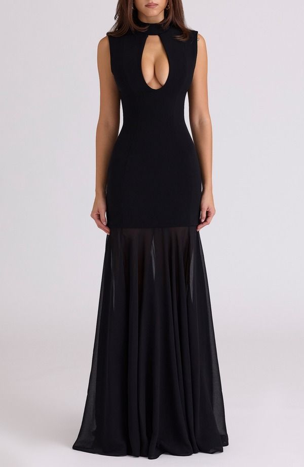 ハウスオブシービー レディース トップス ワンピース クレープ HOUSE OF CB Raphaella Stretch Crepe Mermaid Gown BLACK ブラック