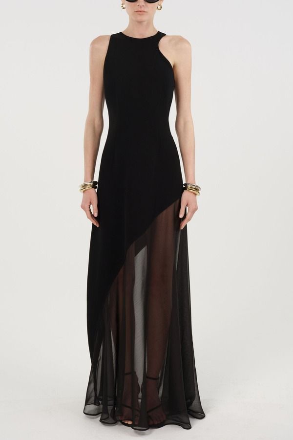 ノクチューン レディース トップス ワンピース シアー マキシ Nocturne Sheer Detail Maxi Dress Black ブラック