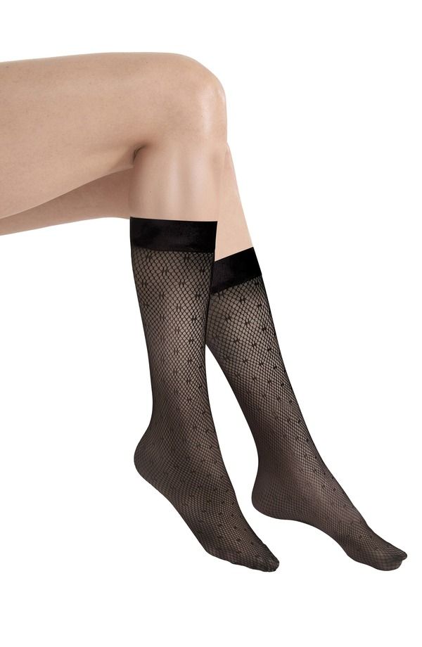 ウォルフォード レディース アンダーウェア 靴下 Wolfordot Net Knee High Socks BLACK ブラック